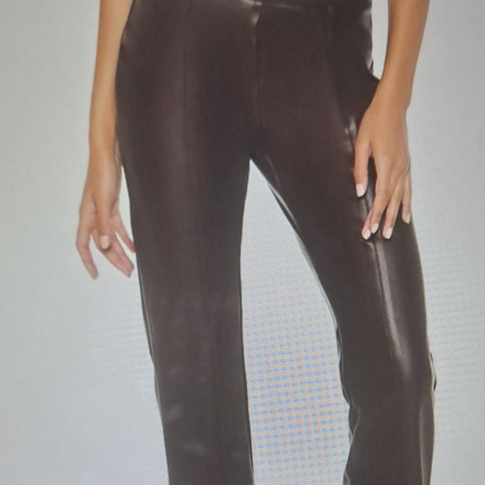 Faux Leather Split-Hem Flare Pants - New